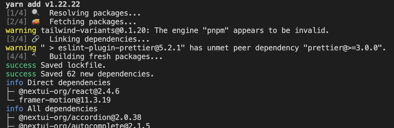 yarn add @nextui-org/react framer-motion