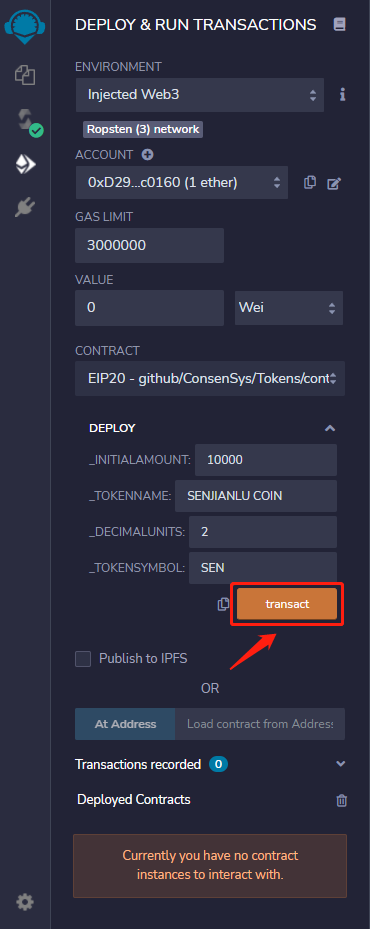 点击 transact 按钮