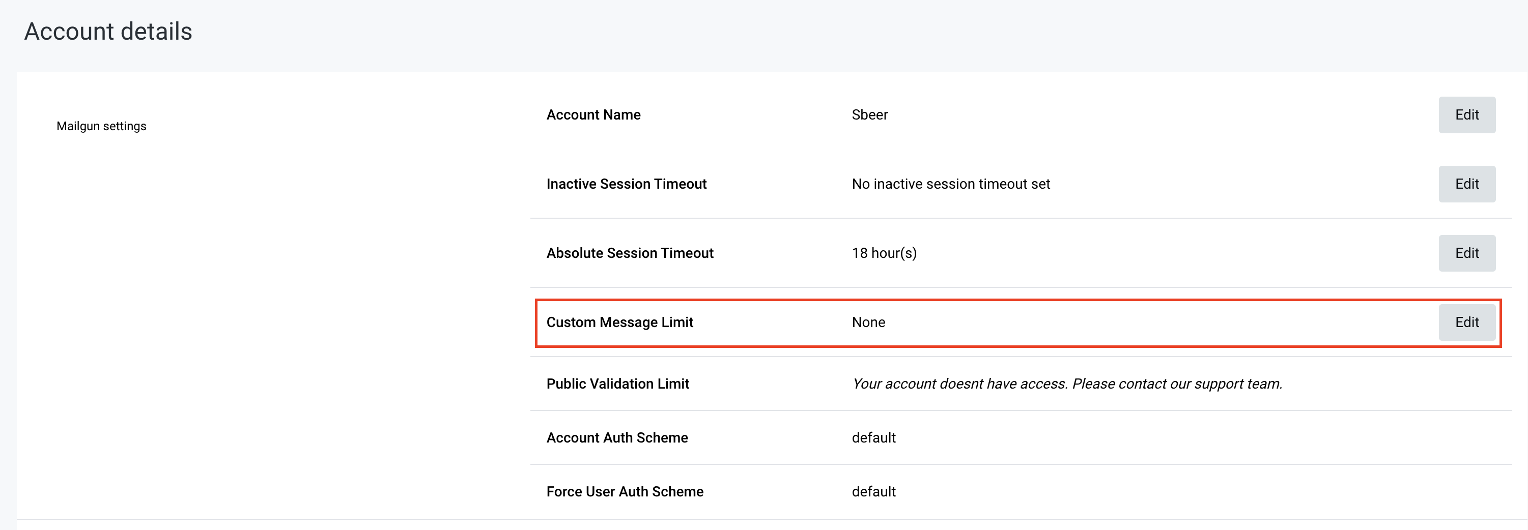 Custom Message Limit