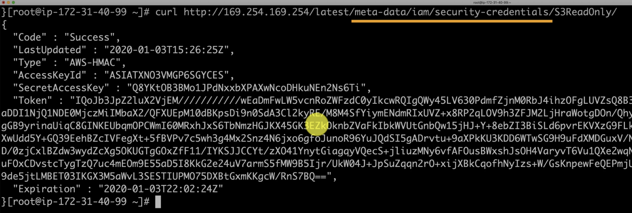 通过 EC2 实例元数据条目检索角色提供的安全证书
