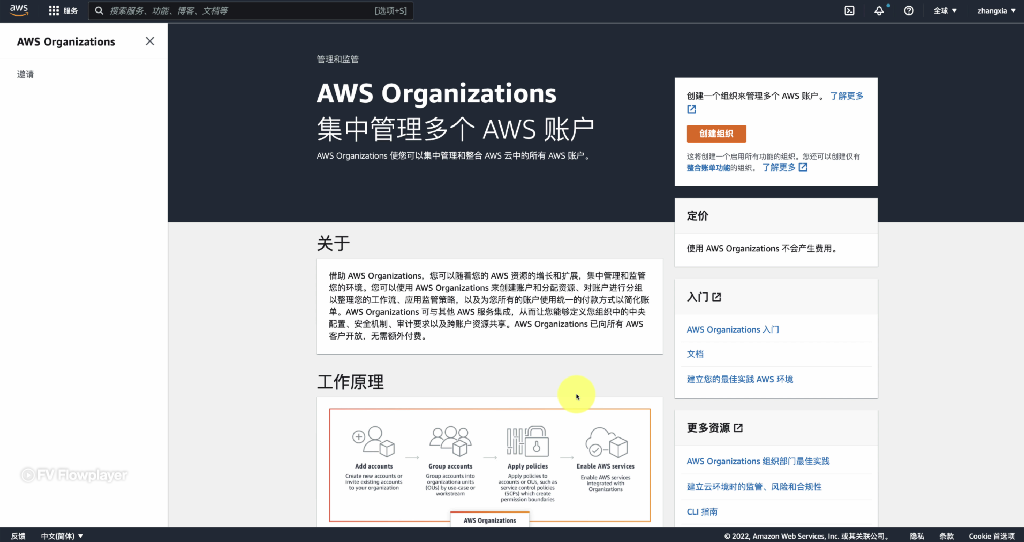 在 AWS Organizations 控制台创建组织